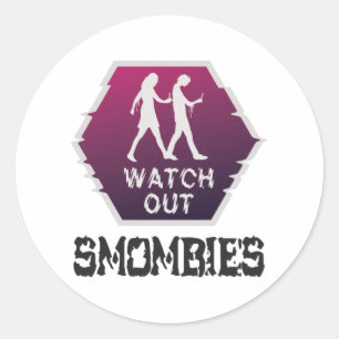 Pegatina Redonda Cuidado con Smombies