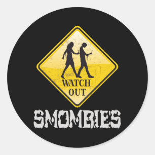 Pegatina Redonda Cuidado con Smombies