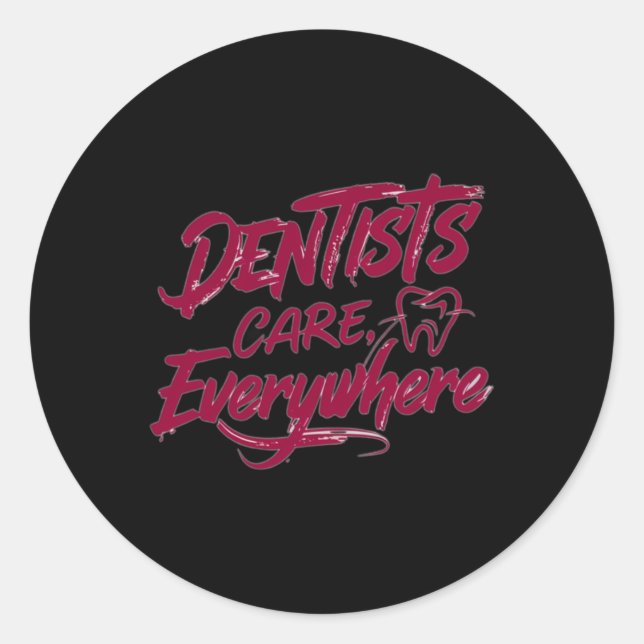 Pegatina Redonda Cuidado de los dentistas (Anverso)