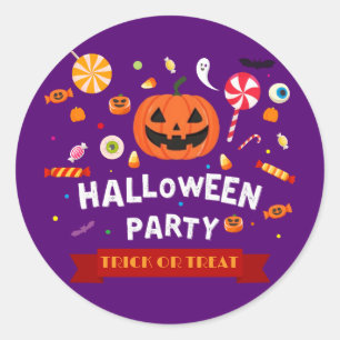 Pegatina Redonda ¡Cuidado Y Espeluznante! Trick de Halloween o Fies