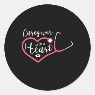 Pegatina Redonda Cuidador Con Una Profesión De Trabajo