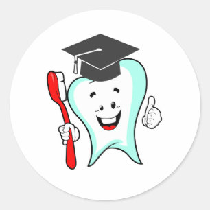 Pegatina Redonda Cuidados dentales Felices Graduación dental