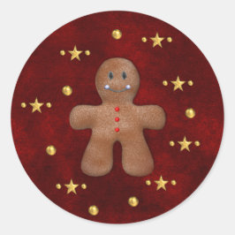 Pegatina Redonda Cuidados Navidades Gingerbread Man