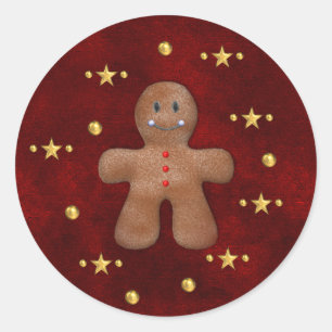 Pegatina Redonda Cuidados Navidades Gingerbread Man