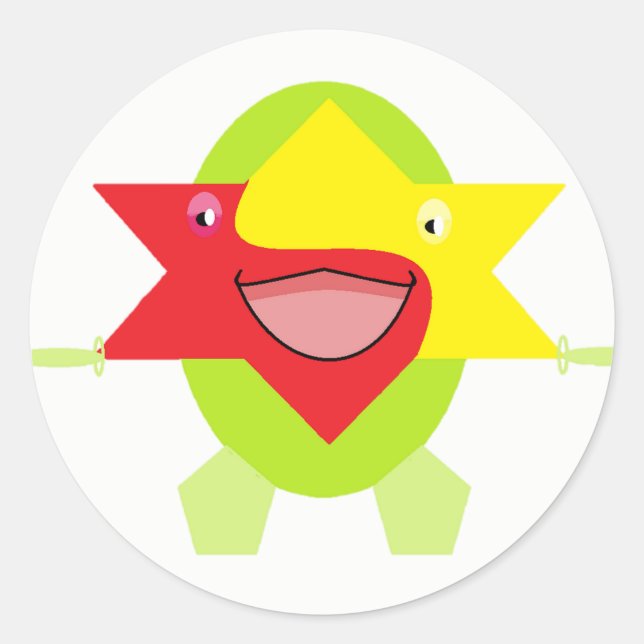 Pegatina Redonda Cuidados niños Arte Diseño Gracioso Fantasía Estre (Anverso)