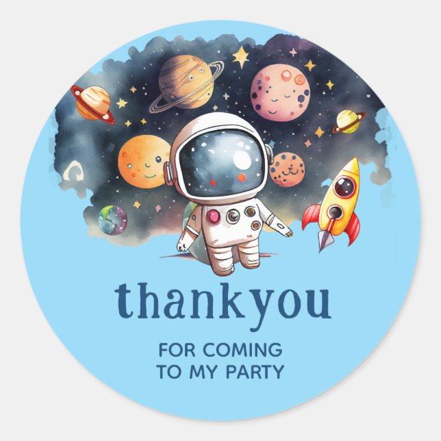 Pegatina Redonda Cuidados Planetas Del Espacio Ultraterrestre Graci (Anverso)