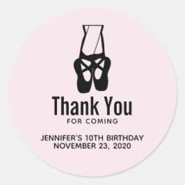 Pegatina Redonda Cuidados Zapatillas de Ballet Negro Fiesta Gracias