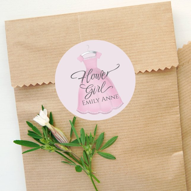 Pegatina Redonda Cuidadosa flor rosa Chica Boda singulares (Subido por el creador)