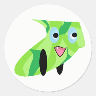 Pegatina Redonda Cuidadosos niños Diseño de Arte Perro Cítrico Verd