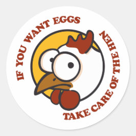 Pegatina Redonda Cuidar de la gallina 1