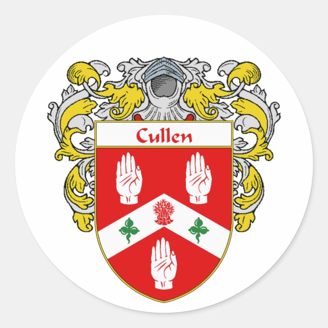 Pegatina Redonda Cullen Coat of Arms (Mantled) (Anverso)