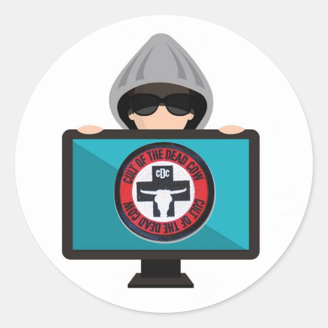 Pegatina Redonda Culto de la vaca muerta (Anverso)