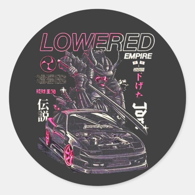 Pegatina Redonda Cultura japonesa de ajuste de coches (Anverso)