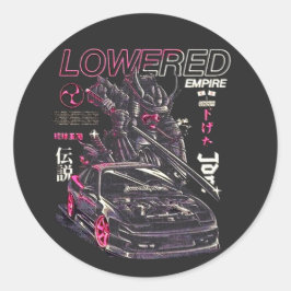 Pegatina Redonda Cultura japonesa de ajuste de coches