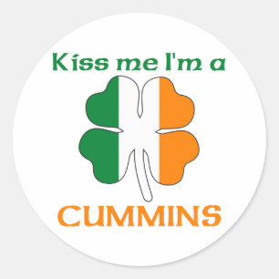 Pegatina Redonda Cummins me beso irlandés personalizado