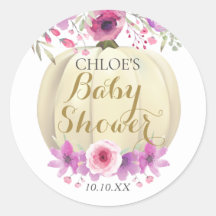 Cumpkin Floral Baby Shower Classic Round Stic