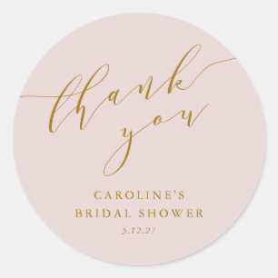 Pegatina Redonda Cumple Elegante Rosa Script Agradecimiento Despedi