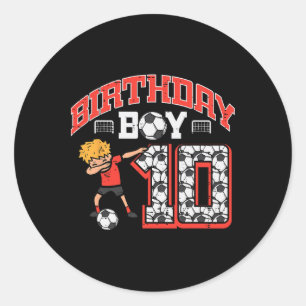 Pegatina Redonda Cumpleañero 10 Fútbol Dab 10º Cumpleaños Fiesta Fo