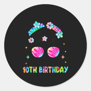 Pegatina Redonda Cumpleaños 10 de Bruh niña de 10 años cumpleaños 1