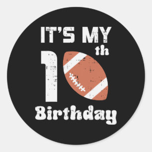 Pegatina Redonda Cumpleaños 10 Fútbol Americano 10 Años Bd