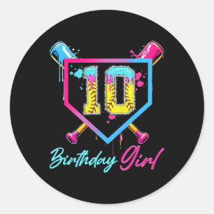 Pegatina Redonda Cumpleaños 10 Helado Suave Goteo 10 Años Cumpleaño