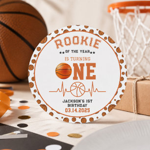 Pegatina Redonda Cumpleaños 1er Rookie del Año Baloncesto