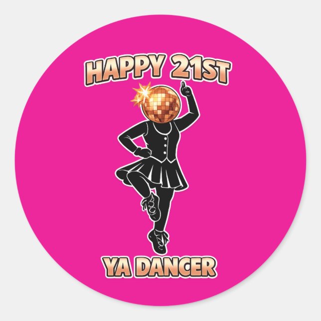 Pegatina Redonda Cumpleaños 21 Sticker rosa dorado rosa (Anverso)