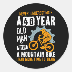 Pegatina Redonda Cumpleaños 46 Hombre Mtb Biker Divertido Ciclista