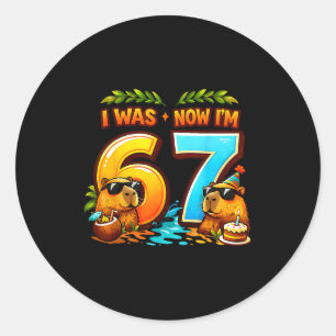 Pegatina Redonda Cumpleaños 6 7 meme capybara niños niñas