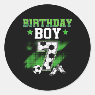 Pegatina Redonda Cumpleaños 7 Niño Fútbol 7 Años Deporte 7 años Niñ