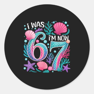 Pegatina Redonda cumpleaños 7 sirena divertido 67 tenía 6 7 años 6 