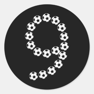 Pegatina Redonda Cumpleaños 9 Fútbol Fútbol Niños 9 Nueve Años