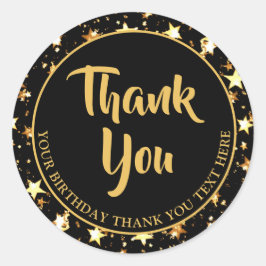 Pegatina Redonda Cumpleaños Agradecimiento Pincel Escritura Estrell