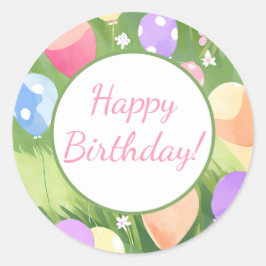 Pegatina Redonda Cumpleaños! Balloon