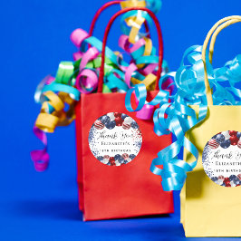 Pegatina Redonda Cumpleaños bandera azul azul rojo patriota gracias