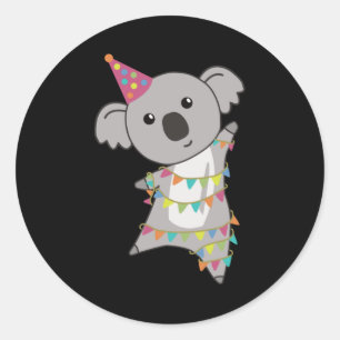 Pegatina Redonda Cumpleaños Bear Koala Bear Bear Garland