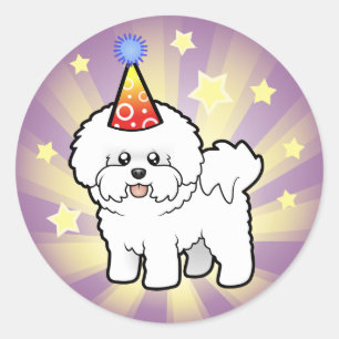 Pegatina Redonda Cumpleaños Bichon Frise