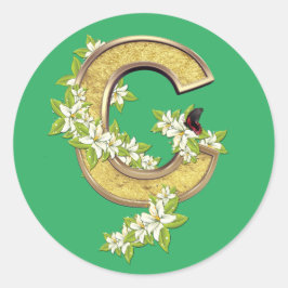 Pegatina Redonda Cumpleaños-Capital-letra-C