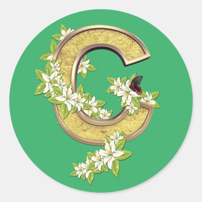 Pegatina Redonda Cumpleaños-Capital-letra-C (Anverso)