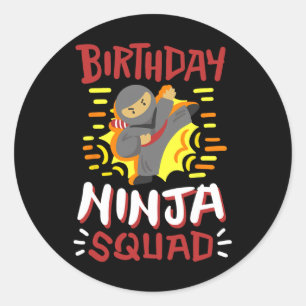 Pegatina Redonda Cumpleaños Chicas de Ninja Squad Karate Niños Bday