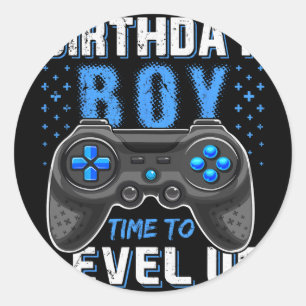 Pegatina Redonda Cumpleaños chico nivel arriba Gamer - Clic Fit1