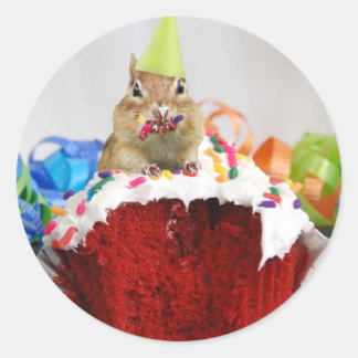 Pegatina Redonda Cumpleaños Chipmunk