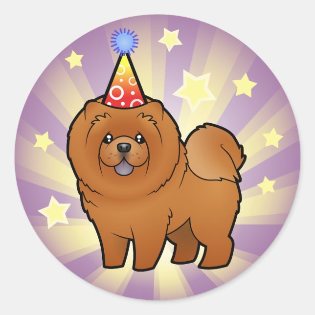 Pegatina Redonda Cumpleaños Chow Chow (Anverso)