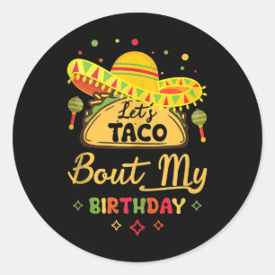 Pegatina Redonda Cumpleaños Cinco Camisas De Mayo Deja Taco Sobre M