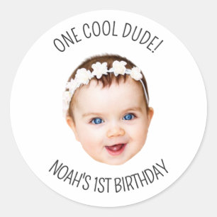 Pegatina Redonda Cumpleaños con foto personalizada para regalo Fies