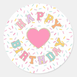 Pegatina Redonda Cumpleaños con letra de parche Preppy