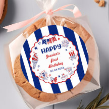 Cumpleaños con tema del 4 de julio dibujado a mano