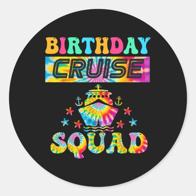 Pegatina Redonda Cumpleaños Cruise Squad Vacation Mating F (Anverso)