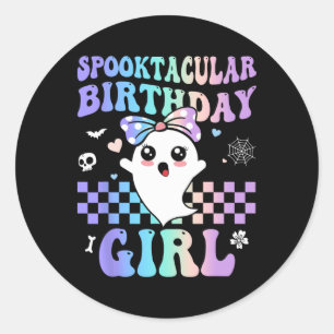 Pegatina Redonda Cumpleaños Cute Ghost Halloween Birthda