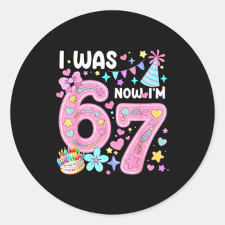 Pegatina Redonda Cumpleaños de 7 Años Era 6 Ahora Tengo 7 67 Meme D